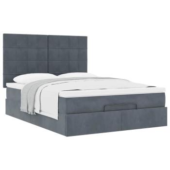 Ottoman-Bett mit Matratzen Dunkelgrau 140x200 cm Samt
