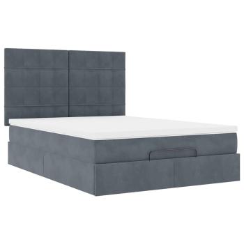 Ottoman-Bett mit Matratzen Dunkelgrau 140x200 cm Samt