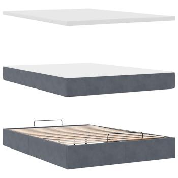 Ottoman-Bett mit Matratzen Dunkelgrau 140x200 cm Samt