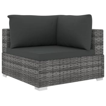11-tlg. Garten-Lounge-Set mit Auflagen Poly Rattan Grau