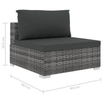 11-tlg. Garten-Lounge-Set mit Auflagen Poly Rattan Grau
