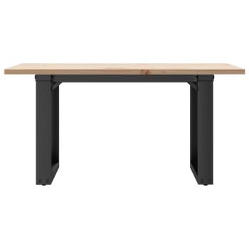 Couchtisch O-Gestell 80x50x40cm Massivholz Kiefer und Gusseisen