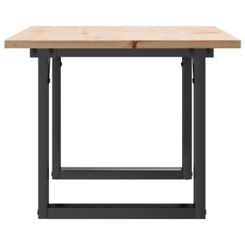 Couchtisch O-Gestell 80x50x40cm Massivholz Kiefer und Gusseisen