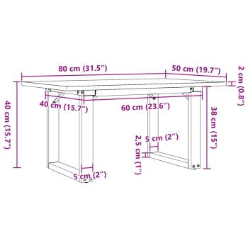 Couchtisch O-Gestell 80x50x40cm Massivholz Kiefer und Gusseisen