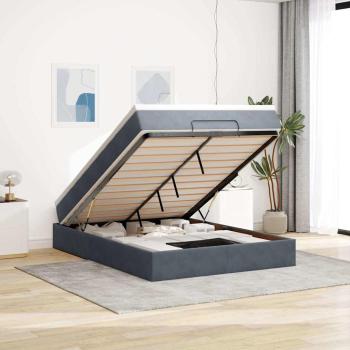 ARDEBO.de - Ottoman-Bett mit Matratze Dunkelgrau 140x200 cm Samt