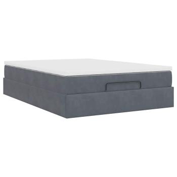 Ottoman-Bett mit Matratze Dunkelgrau 140x200 cm Samt