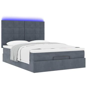 ARDEBO.de - Ottoman-Bett mit Matratzen & LEDs Dunkelgrau 140x200 cm Samt