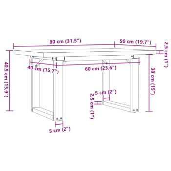 Couchtisch O-Gestell 80x50x40,5cm Massivholz Kiefer & Gusseisen