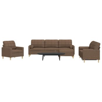 ARDEBO.de - 4-tlg. Sofagarnitur mit Fußhocker & Dekokissen Braun Stoff