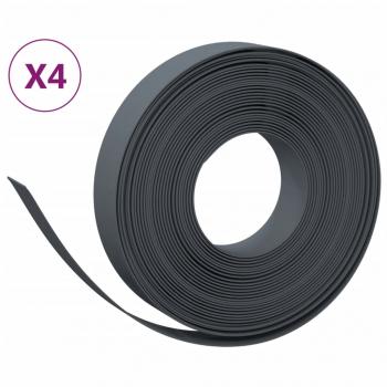 Rasenkanten 4 Stk. Grau 10 m 10 cm Polyethylen
