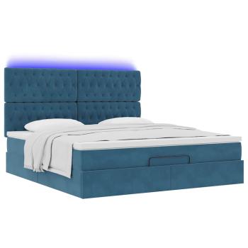 Ottoman-Bett mit Matratzen & LEDs Dunkelblau 160x200 cm Samt