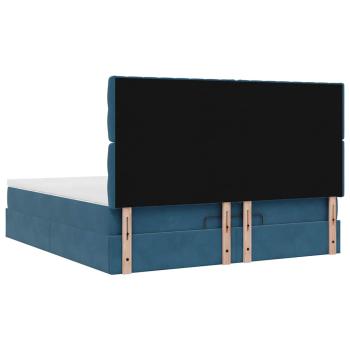 Ottoman-Bett mit Matratzen & LEDs Dunkelblau 160x200 cm Samt