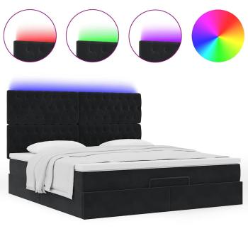 Ottoman-Bett mit Matratzen & LEDs Schwarz 160x200 cm Samt