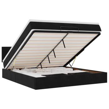 Ottoman-Bett mit Matratze & LEDs Schwarz 160x200 cm Samt