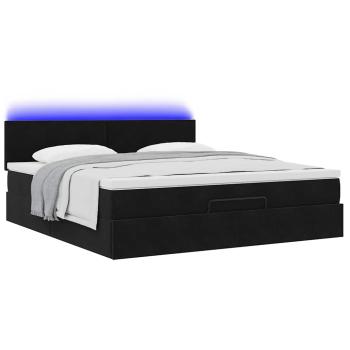 Ottoman-Bett mit Matratze & LEDs Schwarz 160x200 cm Samt