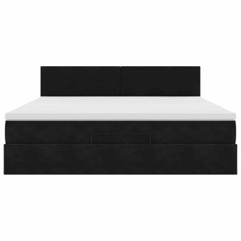 Ottoman-Bett mit Matratze & LEDs Schwarz 160x200 cm Samt