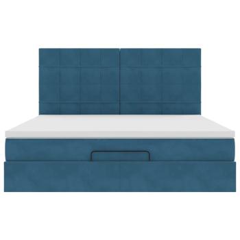 Ottoman-Bett mit Matratzen & LEDs Dunkelblau 160x200 cm Samt