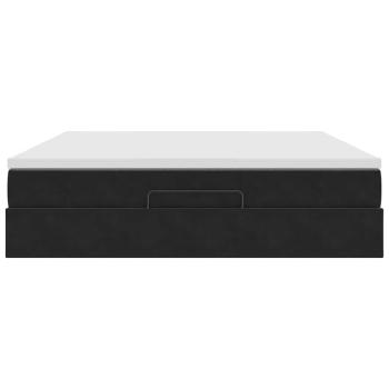 Ottoman-Bett mit Matratze Schwarz 160x200 cm Samt