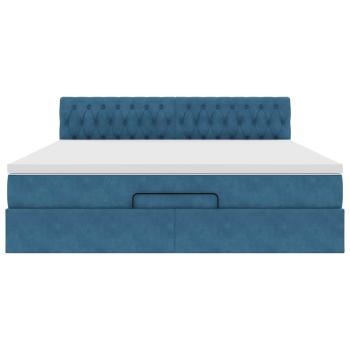 ARDEBO.de - Ottoman-Bett mit Matratze & LEDs Dunkelblau 160x200 cm Samt