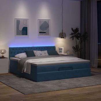 Ottoman-Bett mit Matratze & LEDs Dunkelblau 160x200 cm Samt