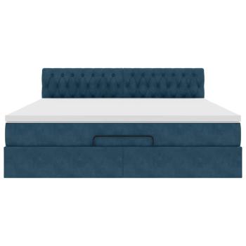 Ottoman-Bett mit Matratze & LEDs Dunkelblau 160x200 cm Samt