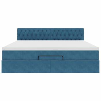 Ottoman-Bett mit Matratze Dunkelblau 160x200 cm Samt