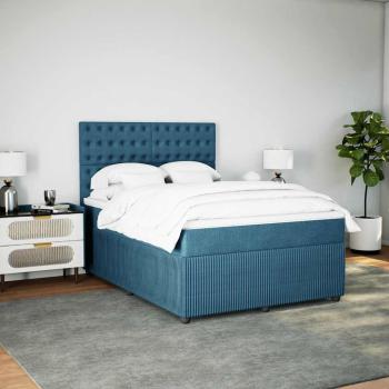 Boxspringbett mit Matratze Dunkelblau 160x200 cm Samt