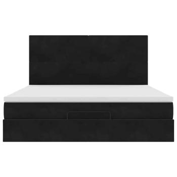 Ottoman-Bett mit Matratzen Schwarz 160x200 cm Samt