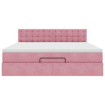 Ottoman-Bett mit Matratze Rosa 160x200 cm Samt