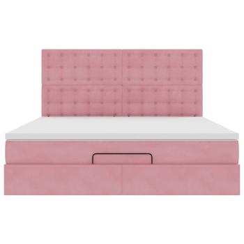 Ottoman-Bett mit Matratzen Rosa 160x200 cm Samt
