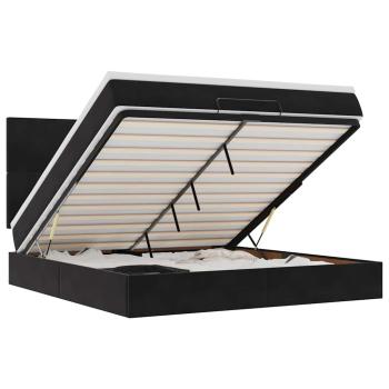 Ottoman-Bett mit Matratzen & LEDs Schwarz 160x200 cm Samt