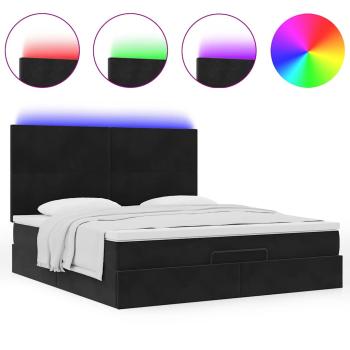 Ottoman-Bett mit Matratzen & LEDs Schwarz 160x200 cm Samt