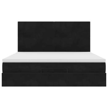 Ottoman-Bett mit Matratzen & LEDs Schwarz 160x200 cm Samt
