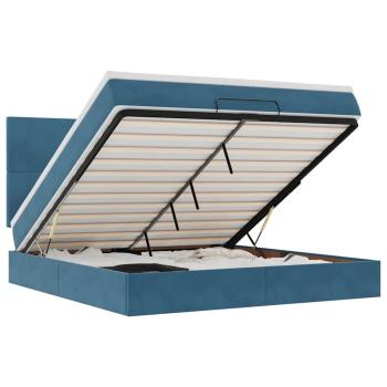 Ottoman-Bett mit Matratzen & LEDs Dunkelblau 160x200 cm Samt