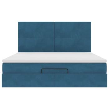 Ottoman-Bett mit Matratzen & LEDs Dunkelblau 160x200 cm Samt