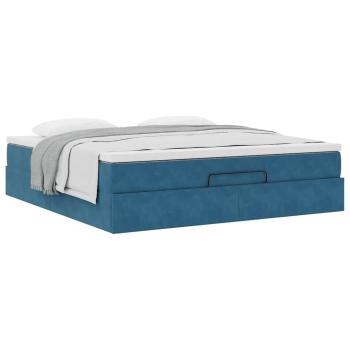 Ottoman-Bett mit Matratze Dunkelblau 160x200 cm Samt