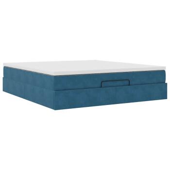 Ottoman-Bett mit Matratze Dunkelblau 160x200 cm Samt