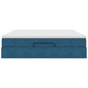 Ottoman-Bett mit Matratze Dunkelblau 160x200 cm Samt
