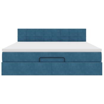 Ottoman-Bett mit Matratze & LEDs Dunkelblau 160x200 cm Samt