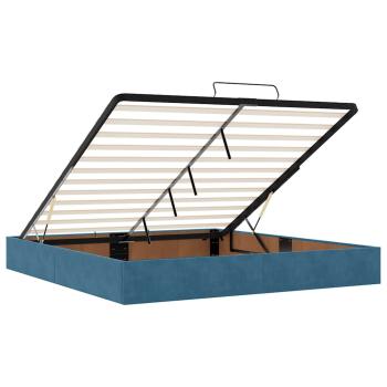 Ottoman-Bett mit Matratze & LEDs Dunkelblau 160x200 cm Samt