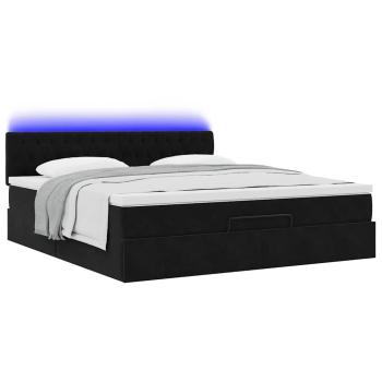 Ottoman-Bett mit Matratze & LEDs Schwarz 160x200 cm Samt