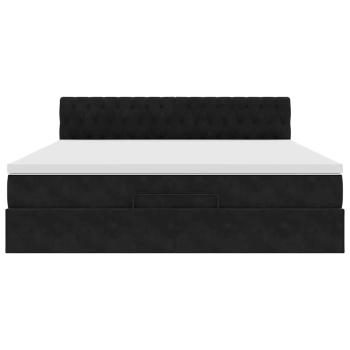 Ottoman-Bett mit Matratze & LEDs Schwarz 160x200 cm Samt