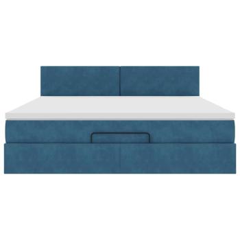 Ottoman-Bett mit Matratze & LEDs Dunkelblau 160x200 cm Samt