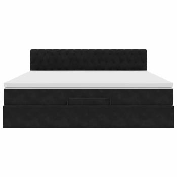 Ottoman-Bett mit Matratze Schwarz 160x200 cm Samt