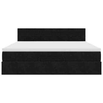 Ottoman-Bett mit Matratze Schwarz 160x200 cm Samt
