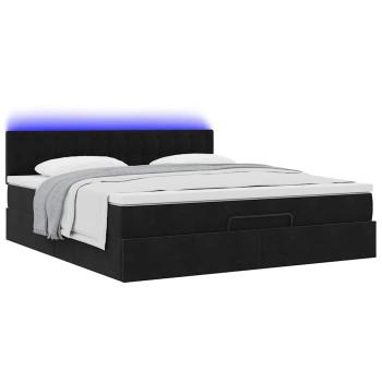 Ottoman-Bett mit Matratze & LEDs Schwarz 160x200 cm Samt