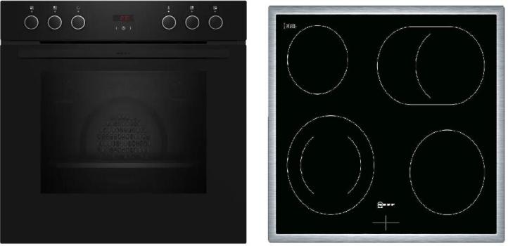 ARDEBO.de Neff EDX4B0 N30/N50 A+ Einbauherdset mit Elektrokochfeld (E1CCD2AK3 + M13R42N2), 60 cm breit, 71 L, 7 Heizarten, schwarz