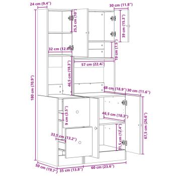 Küchenschrank Grau Sonoma 95x50x180 cm Holzwerkstoff