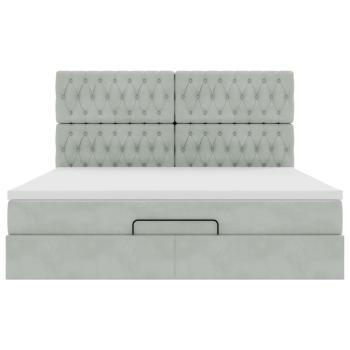 Ottoman-Bett mit Matratzen Hellgrau 160x200 cm Samt