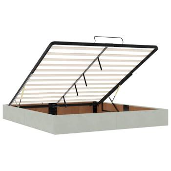 Ottoman-Bett mit Matratzen Hellgrau 160x200 cm Samt